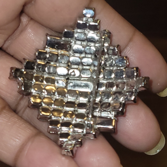 ANTIQUE Art Deco Rhinestones Brooch Large Baguettes Round Brilliant Glass Facete - Picture 4 of 4